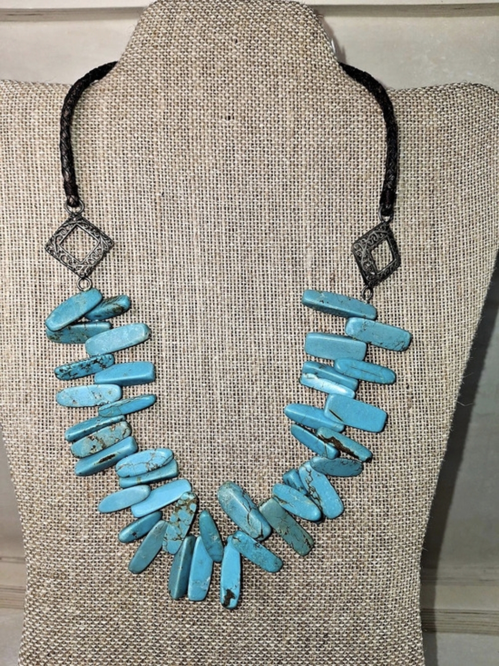 Turquoise Color Howlite Statement Necklace